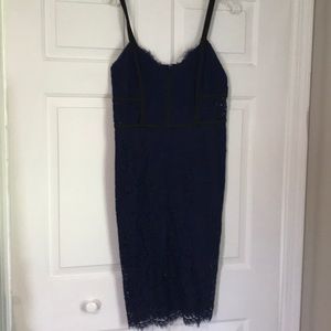 Navy blue lace dress with black detail